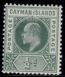 CAYMAN ISLANDS EDVII SG3, ½d green, M MINT.