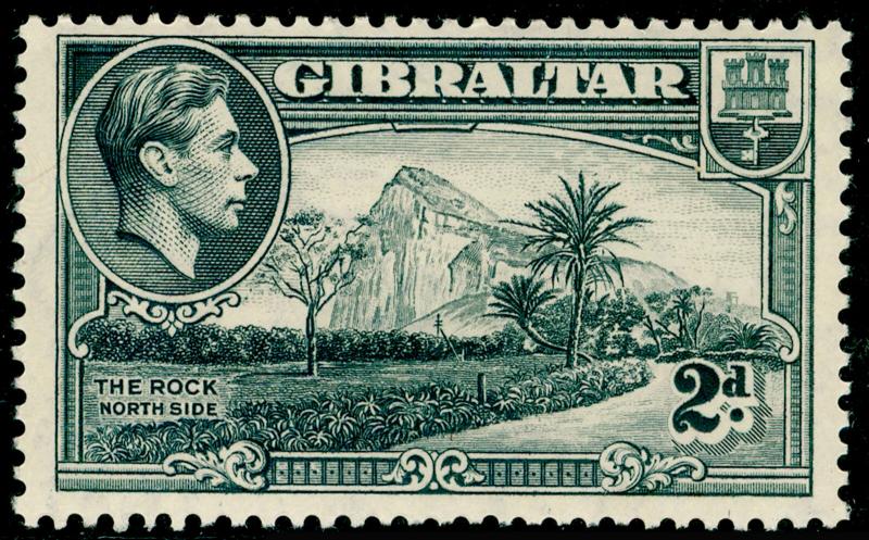 GIBRALTAR SG124a, 2d grey PERF 13½, UNMOUNTED MINT.