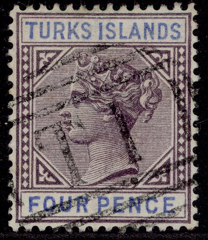 TURKS & CAICOS ISLANDS QV SG71, 4d dl purple & ultramarine, FINE USED. Cat £28.