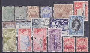 Bermuda Sc 18/MR2 MLH. 1893-1953 issues, 17 different singles F-VF