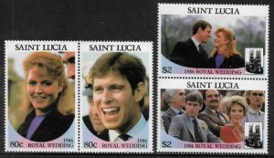 St Lucia #839-40 MNH Pairs - Royal Wedding