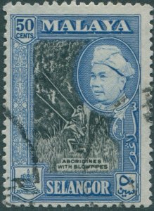 Malaysia Selangor 1957 SG124 50c Aborigines with blowpipesFU