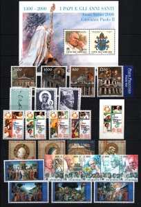 VATICAN 2000 SET OF 25 STAMPS & S/S MNH