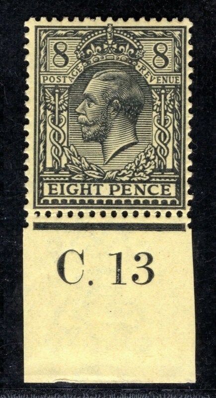 GB KGV Stamp SG.390 8d Black/Yellow Control *C.13* (1913) Mint LMM GRED101