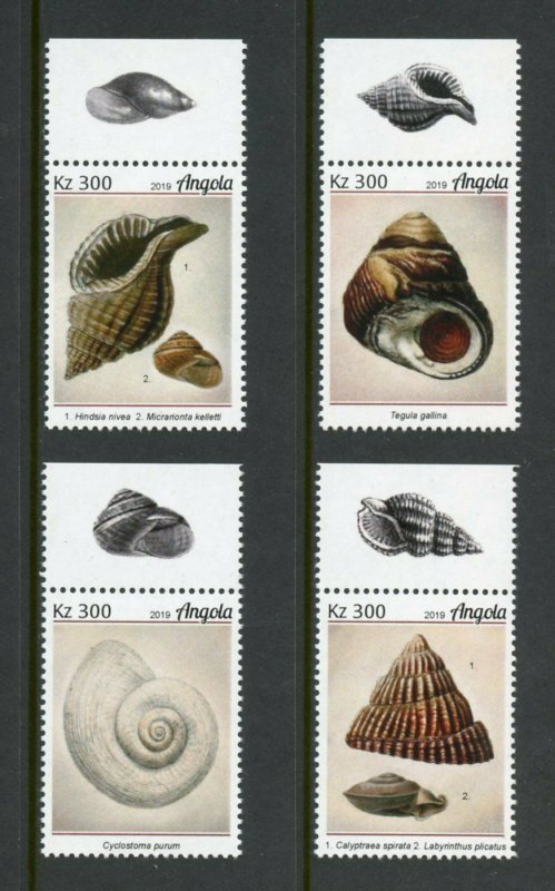 ANGOLA 2019 SEA SHELLS  SET MINT NEVER HINGED