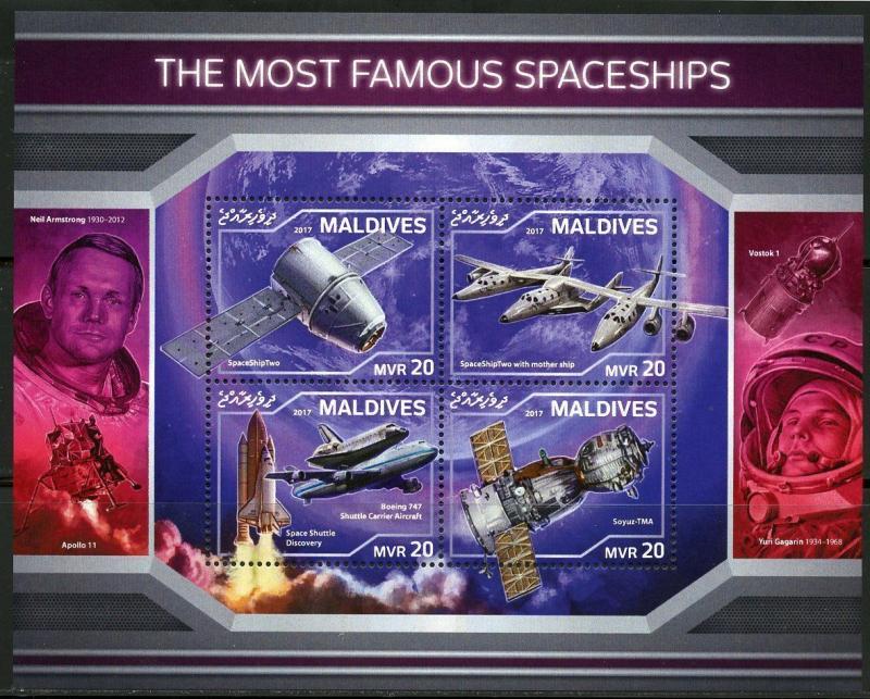 MALDIVES 2018 THE MOST FAMOUS SPACESHIPS SHEET MINT NEVER HINGED