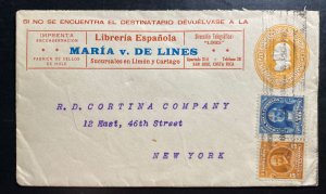 1920s San Jose Costa Rica Spanish Bookstore Stationery Cover to New York usa