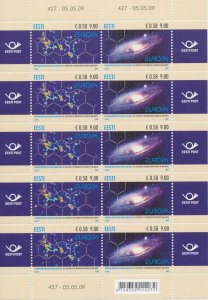 2009 EUROPE CEPT Estonia, 10 Values Mini Sheet, Astronomy, MNH**