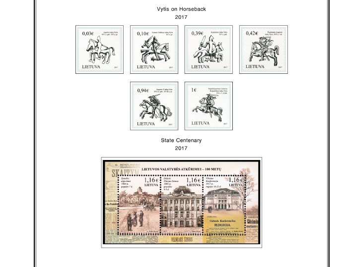 COLOR PRINTED LITHUANIA 1990-2019 STAMP ALBUM PAGES (103 illustrated pages)