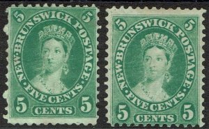 NEW BRUNSWICK 1860 QV CHALON 5C - 2 SHADES NO GUM