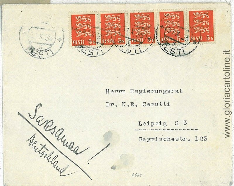 08535 - ESTONIA - POSTAL HISTORY - COVER to GERMANY 1935-