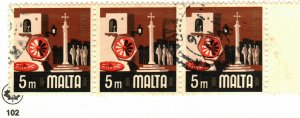 Malta #453 Strip (3) used