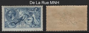GB 1915 10s blue De La Rue seahorse fine unmounted mint sg412, nice example