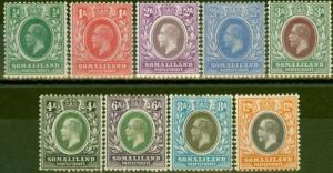 Somaliland 1921 set of 9 to 12a SG73-81 Fine Mtd Mint 