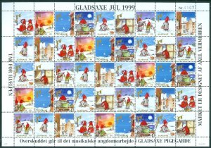 Denmark. 1999 Christmas Sheet. MNH. Gladsaxe Girls Music Band. Santa In The Snow