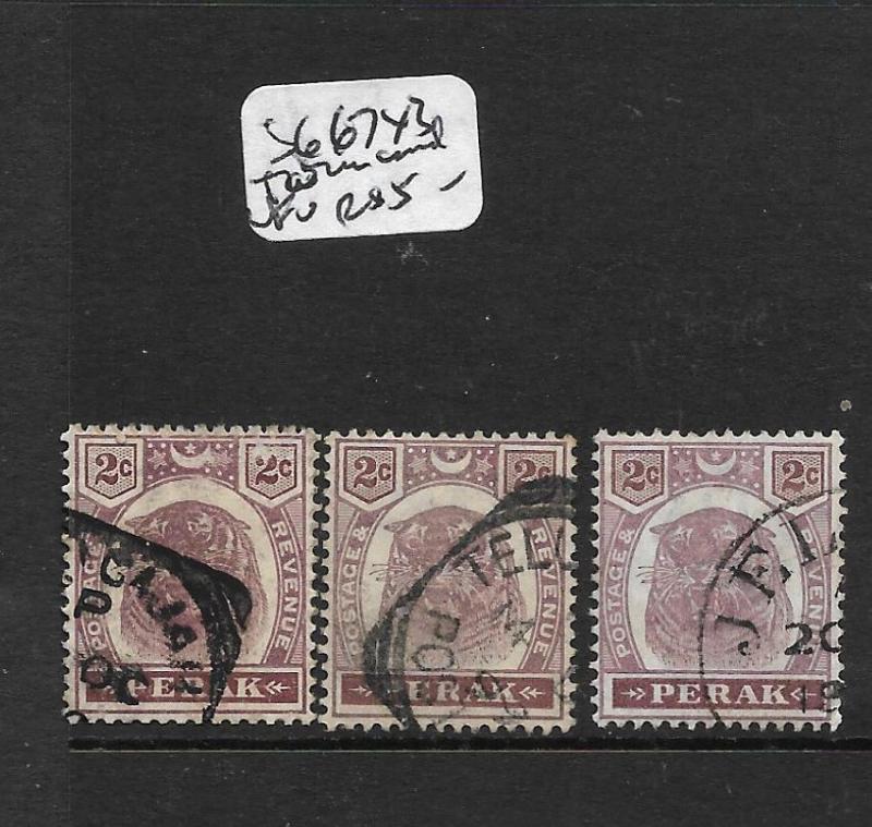 MALAYA PERAK (P0606B)  TIGER 2C   SG 66  X3 DIFF TOWN CANCELS   VFU