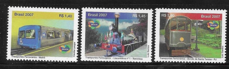 Brazil 2007 Rail transport Train Sc 3023-3025 MNH A3019