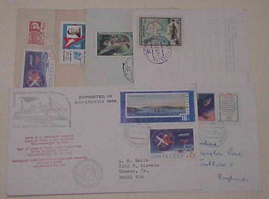 RUSSIA ANTARCTIC 6  DIFF.  1957-1969 CACHET ADDRESSED