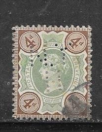 GB #116 4p Victoria (U) perfin CV.$15.00