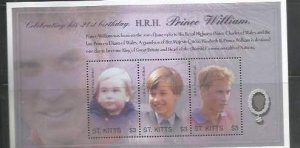 ST. KITTS - 2003 - Prince William - Perf 3v Souv Sheet - Mint Never Hinged