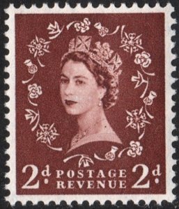 Great Britain #295 2d Queen Elizabeth II: Predecimal Wilding Single (1953) MNH