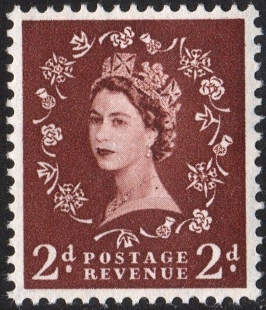 Great Britain #295 2d Queen Elizabeth II: Predecimal Wilding Single (1953) MNH