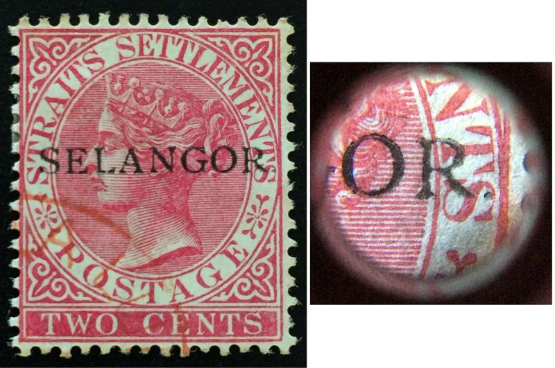 Malaya Selangor 1887 opt Straits Settlements with ‘STOP’ QV 2c Used SG#36 T.28