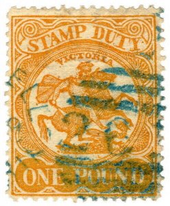 (I.B) Australia - Victoria Revenue : Stamp Duty £1 (1879) postally used