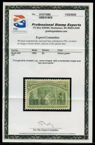UNITED STATES  1893 SCOTT#243  $3 COLUMBIAN  VF/XF MINT NEVER HINGED W/CREASE