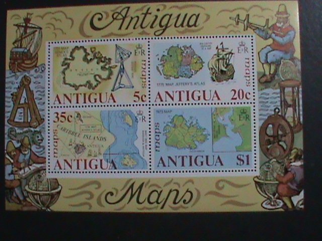 ​ANTIGUA-1975-SC# 382a  MAPS OF ANTIGUA- MNH S/S -VF WE SHIP TO WORLD WIDE