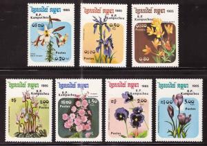 Cambodia Scott 596-602 MNH** Flower set CV $6