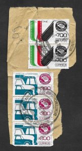 SE)1975-88 MEXICO, FRAGMENT WITH STAMPS, MEXICO EXPORTS, PAIR FILM 700P SCT1498