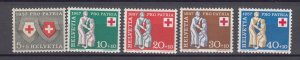 J38556, jlstamps 1957 switzerland set mh #b262-6 red cross
