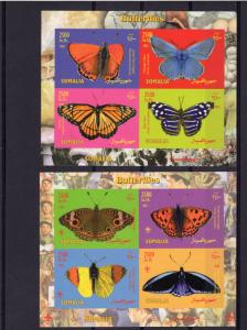 Somalia 2003 BUTTERFLIES/MUSHROOMS/SCOUTS 2 Sheetlets 4 values each IMPERFORATED