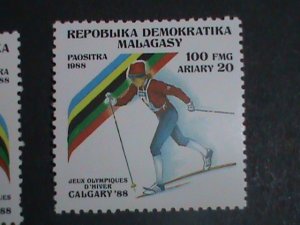 MALAGASY STAMP:1988-SC#846-50 CALGARY'88  WINTER OLYMPIC GAMES STAMPS MNH SET.