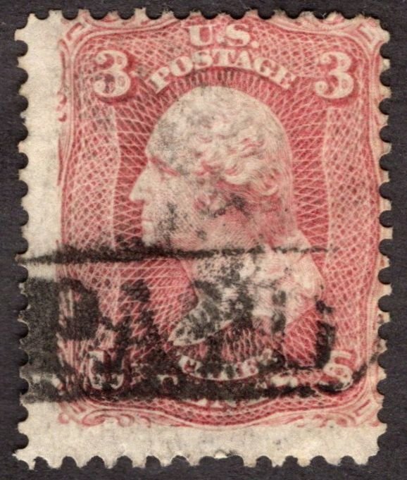 1861, US 3c, Washington, Used, Paid cancel, Sc 65