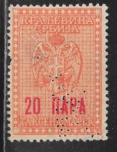 Serbia Revenue: 10p Eagle, perfin, unused?, F-VF