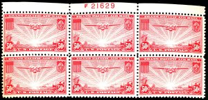 U.S. #C22 MINT PL# BLOCK OF 6 OG NH