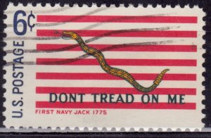 United States, 1968, First Navy Jack, Don't Tread On Me, 6c, sc#1354, used