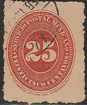 MEXICO 221, 25¢ LARGE NUMERAL, USED. F-VF. (792)