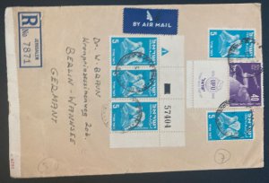 1951 Jerusalem Israel Airmail Censored Cover To Berlin Germany UPU Stamps