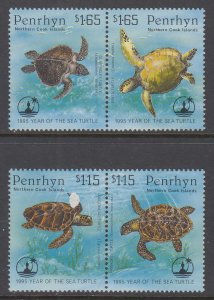 Penrhyn Island 447-448 Turtles MNH VF