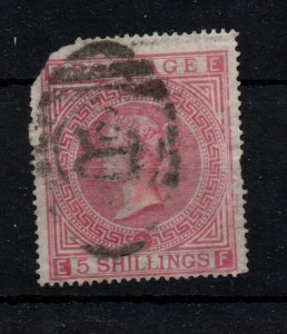 GB QV 5/- rose SG127 Plate 1 used Spacefiller WS37428