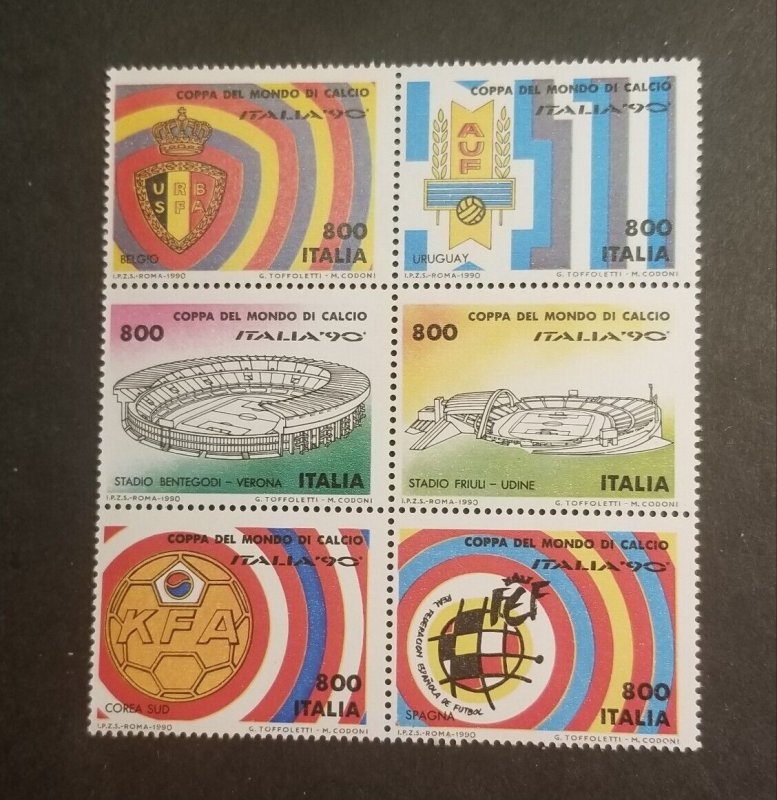 Italy Football 1990 FIFA World Cup SG 2052/87  Soccer Stamp Block MNH OG z4722