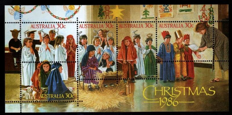 AUSTRALIA Scott 1008 MNH** 1986 Christmas Souvenir sheet