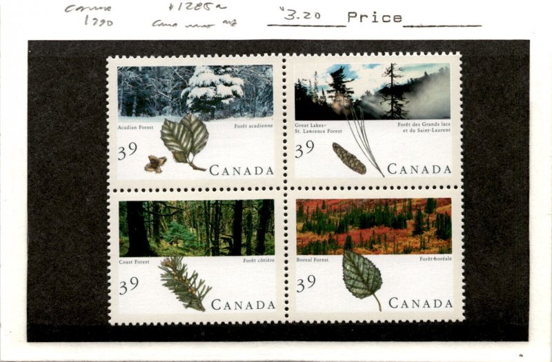 Canada, Postage Stamp, #1285a Block Mint NH, 1990 Forests, Trees (AC)