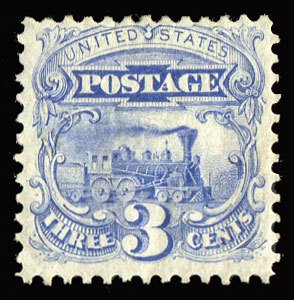 United States, 1869 Pictorials #125 Cat$5,000, 1875 Reissue, 3c blue, hinged,...