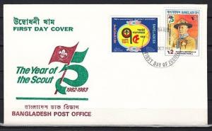 Bangladesh, Scott cat. 209-210. year of Scouting issue. First day cover.