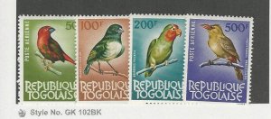 Togo, Postage Stamp, #C36-C38, C40 Mint Hinged, 1964 Birds
