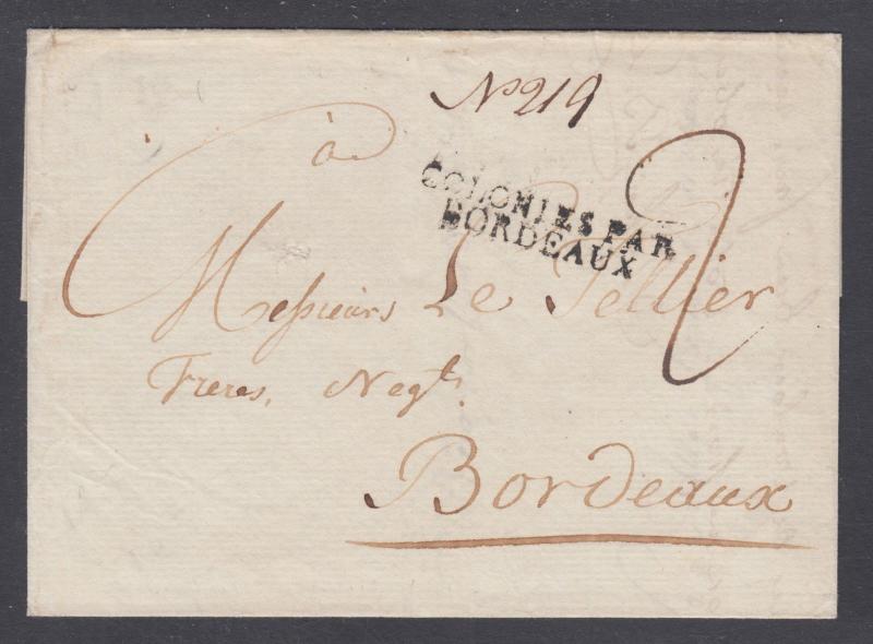 US 1803 SFL, NY to Bordeaux, France, Ouverte a l'amiraute de Londres, censored